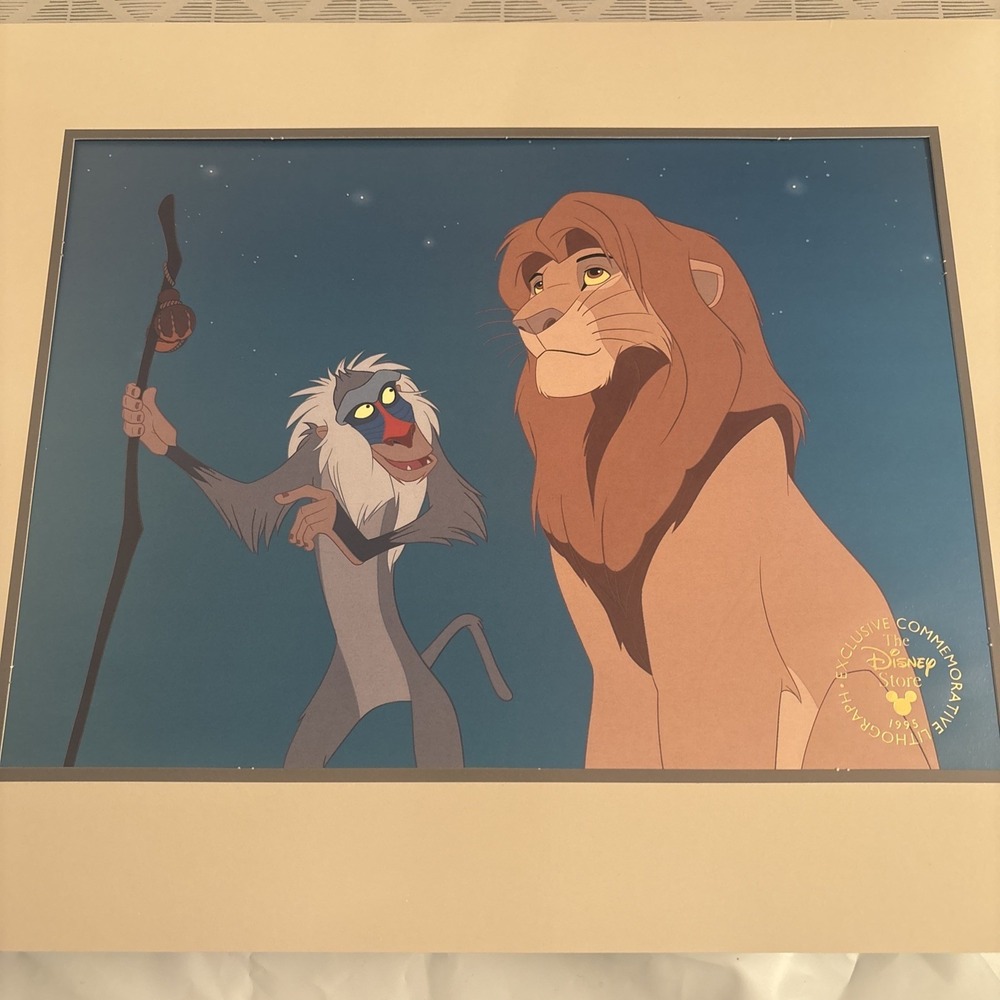 14" Disney Commemorative Lithograph 1995 The Lion King Rafiki Mufasa